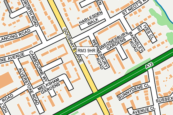 RM3 9HR map - OS OpenMap – Local (Ordnance Survey)