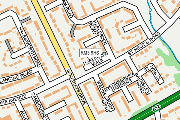 RM3 9HS map - OS OpenMap – Local (Ordnance Survey)