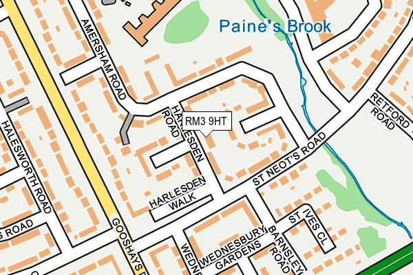 RM3 9HT map - OS OpenMap – Local (Ordnance Survey)