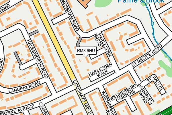 RM3 9HU map - OS OpenMap – Local (Ordnance Survey)