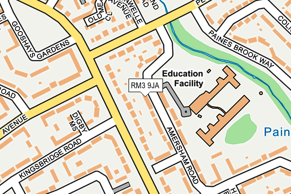 RM3 9JA map - OS OpenMap – Local (Ordnance Survey)