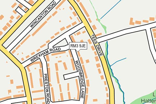 RM3 9JE map - OS OpenMap – Local (Ordnance Survey)