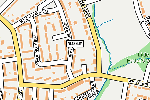 RM3 9JF map - OS OpenMap – Local (Ordnance Survey)