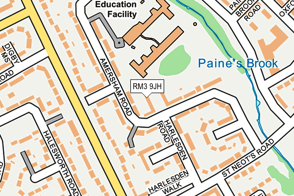 RM3 9JH map - OS OpenMap – Local (Ordnance Survey)