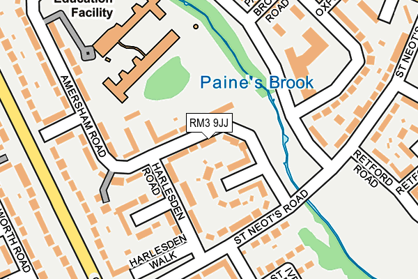 RM3 9JJ map - OS OpenMap – Local (Ordnance Survey)