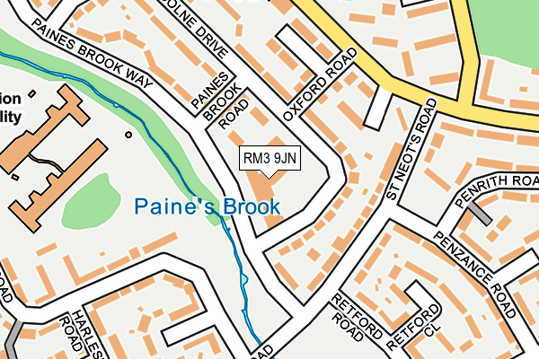 RM3 9JN map - OS OpenMap – Local (Ordnance Survey)