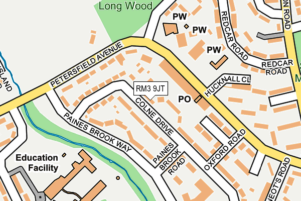 RM3 9JT map - OS OpenMap – Local (Ordnance Survey)