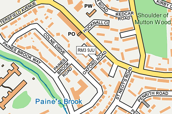 RM3 9JU map - OS OpenMap – Local (Ordnance Survey)