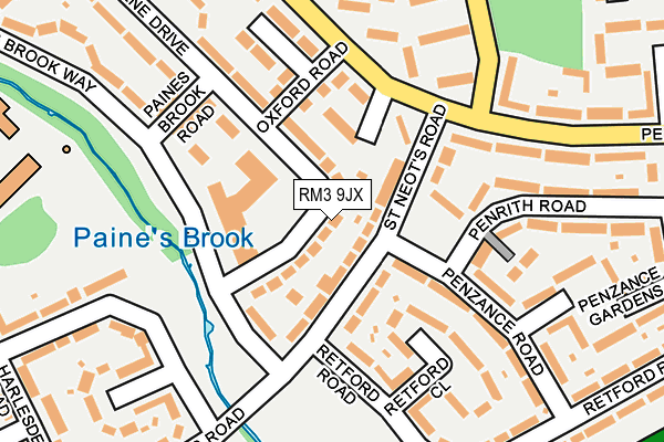 RM3 9JX map - OS OpenMap – Local (Ordnance Survey)