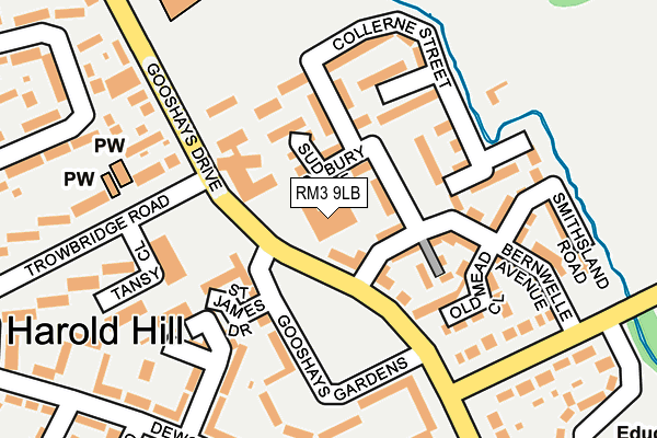 RM3 9LB map - OS OpenMap – Local (Ordnance Survey)