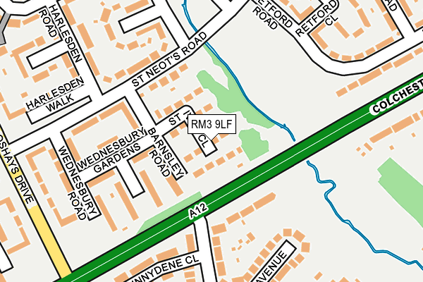 RM3 9LF map - OS OpenMap – Local (Ordnance Survey)