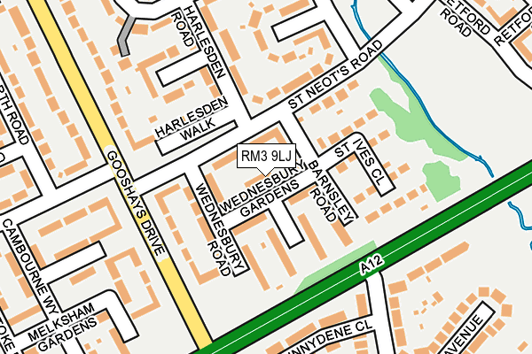 RM3 9LJ map - OS OpenMap – Local (Ordnance Survey)