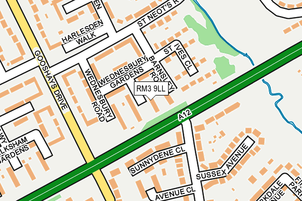 RM3 9LL map - OS OpenMap – Local (Ordnance Survey)