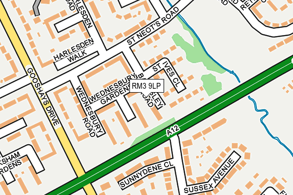 RM3 9LP map - OS OpenMap – Local (Ordnance Survey)