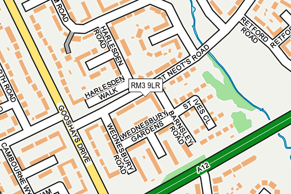 RM3 9LR map - OS OpenMap – Local (Ordnance Survey)