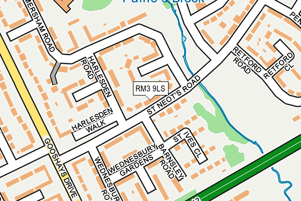 RM3 9LS map - OS OpenMap – Local (Ordnance Survey)