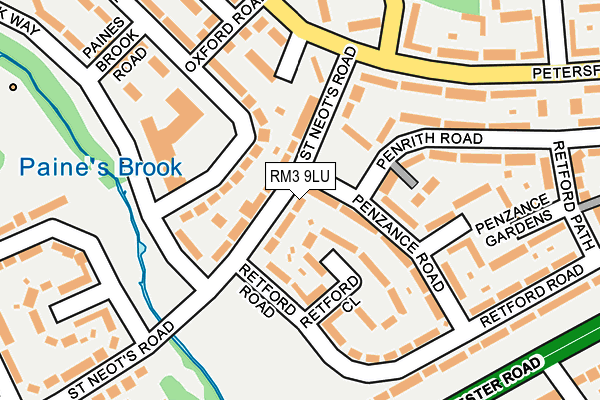 RM3 9LU map - OS OpenMap – Local (Ordnance Survey)