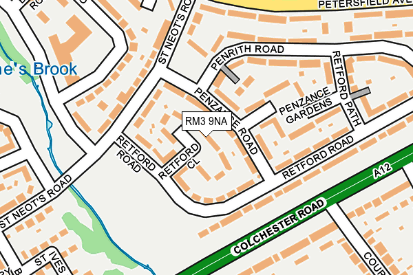 RM3 9NA map - OS OpenMap – Local (Ordnance Survey)