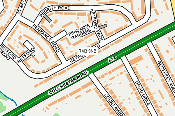 RM3 9NB map - OS OpenMap – Local (Ordnance Survey)