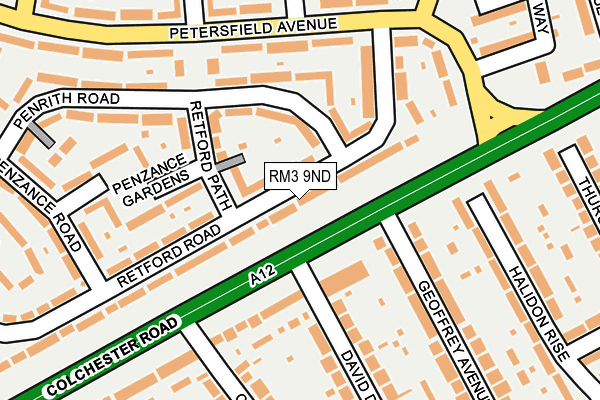 RM3 9ND map - OS OpenMap – Local (Ordnance Survey)