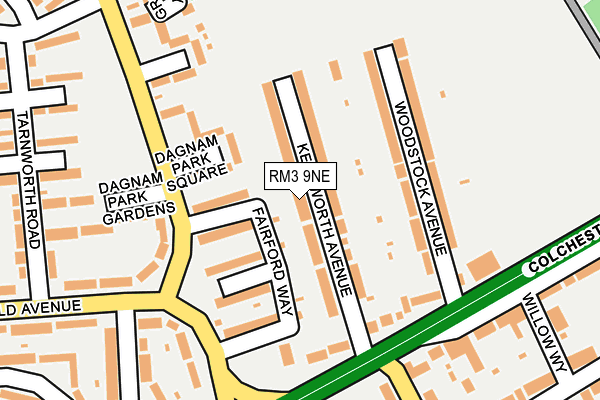 RM3 9NE map - OS OpenMap – Local (Ordnance Survey)