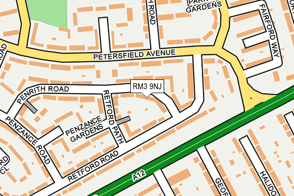 RM3 9NJ map - OS OpenMap – Local (Ordnance Survey)