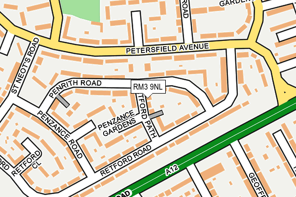 RM3 9NL map - OS OpenMap – Local (Ordnance Survey)