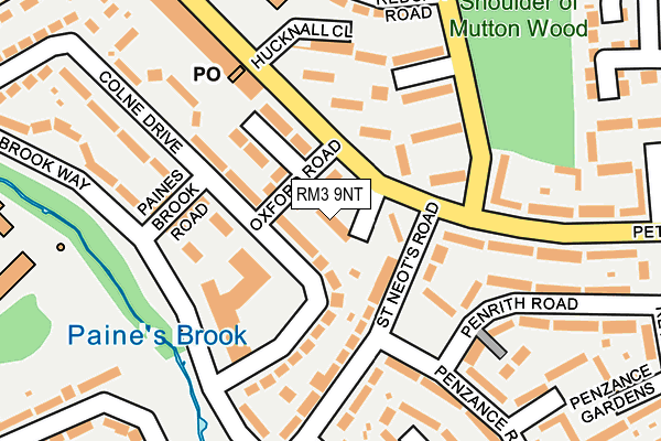 RM3 9NT map - OS OpenMap – Local (Ordnance Survey)