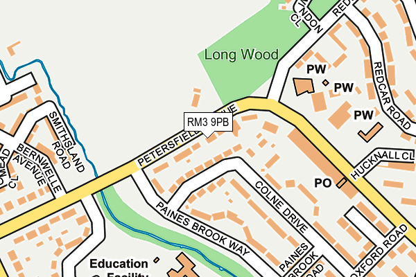 RM3 9PB map - OS OpenMap – Local (Ordnance Survey)