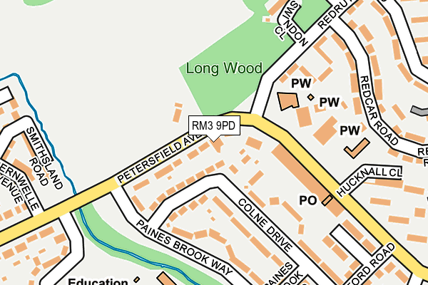 RM3 9PD map - OS OpenMap – Local (Ordnance Survey)