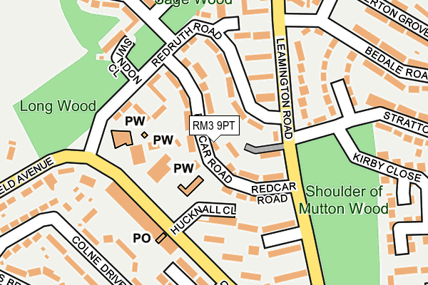 RM3 9PT map - OS OpenMap – Local (Ordnance Survey)