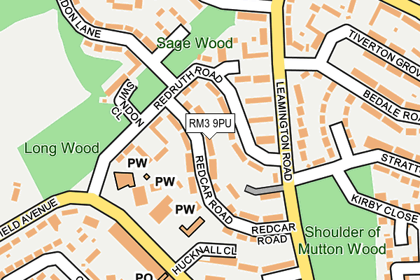 RM3 9PU map - OS OpenMap – Local (Ordnance Survey)