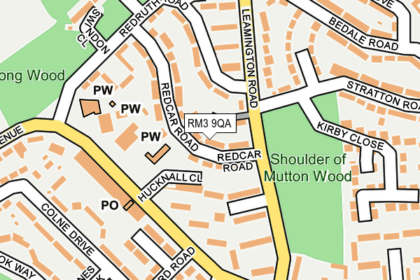 RM3 9QA map - OS OpenMap – Local (Ordnance Survey)