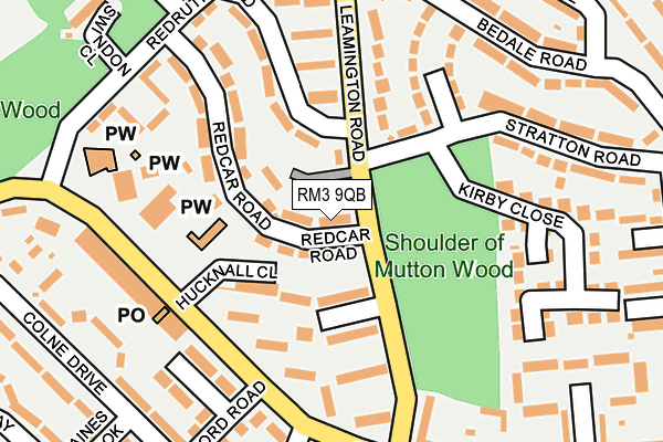 RM3 9QB map - OS OpenMap – Local (Ordnance Survey)