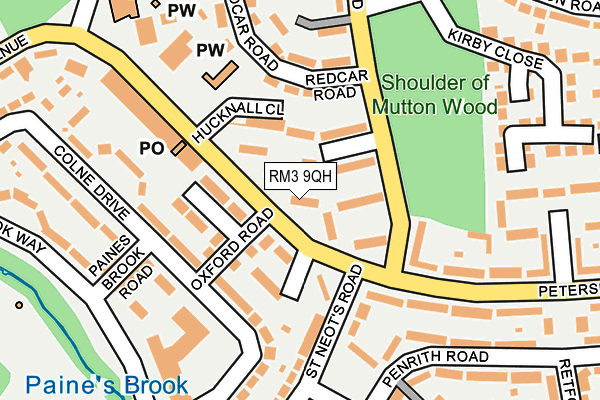 RM3 9QH map - OS OpenMap – Local (Ordnance Survey)