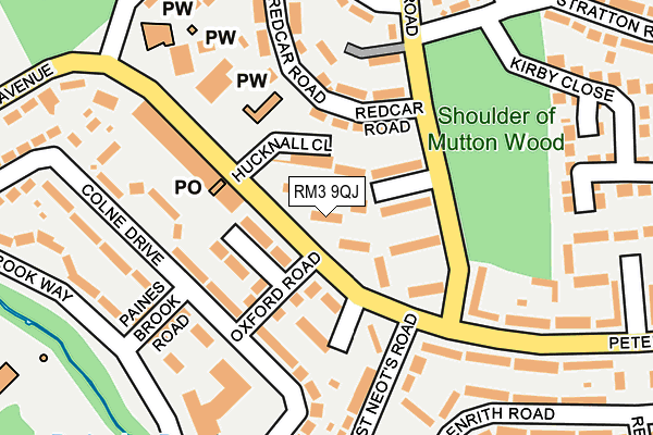 RM3 9QJ map - OS OpenMap – Local (Ordnance Survey)