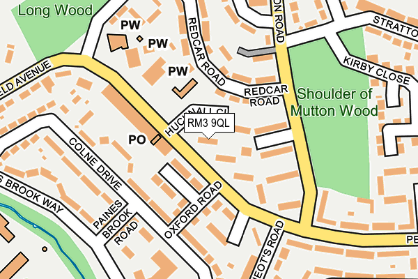 RM3 9QL map - OS OpenMap – Local (Ordnance Survey)