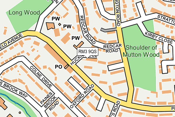 RM3 9QS map - OS OpenMap – Local (Ordnance Survey)