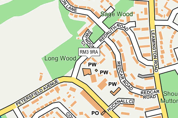 RM3 9RA map - OS OpenMap – Local (Ordnance Survey)