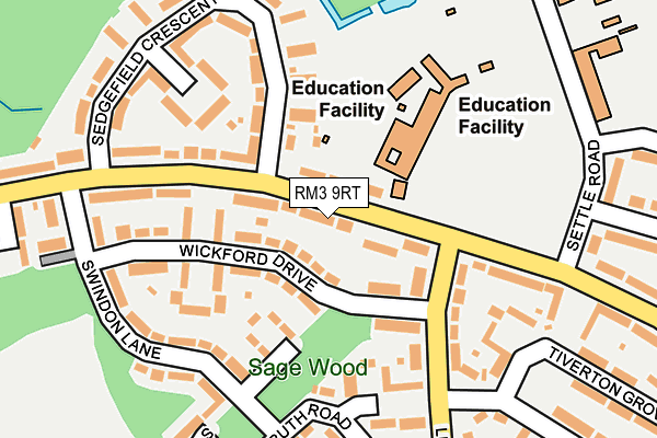 RM3 9RT map - OS OpenMap – Local (Ordnance Survey)