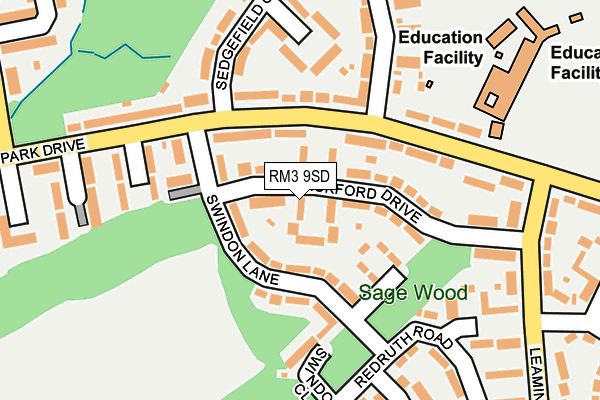 RM3 9SD map - OS OpenMap – Local (Ordnance Survey)