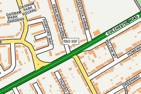 RM3 9SF map - OS OpenMap – Local (Ordnance Survey)