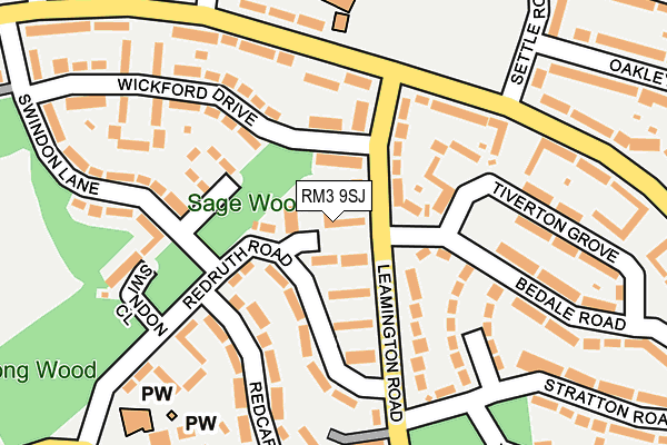 RM3 9SJ map - OS OpenMap – Local (Ordnance Survey)