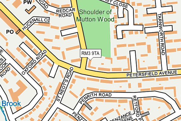 RM3 9TA map - OS OpenMap – Local (Ordnance Survey)