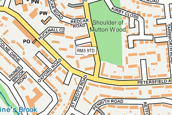 RM3 9TD map - OS OpenMap – Local (Ordnance Survey)