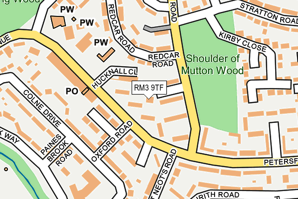 RM3 9TF map - OS OpenMap – Local (Ordnance Survey)