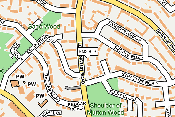 RM3 9TS map - OS OpenMap – Local (Ordnance Survey)