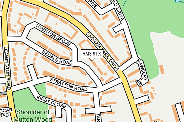 RM3 9TX map - OS OpenMap – Local (Ordnance Survey)