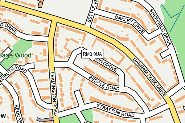 RM3 9UA map - OS OpenMap – Local (Ordnance Survey)