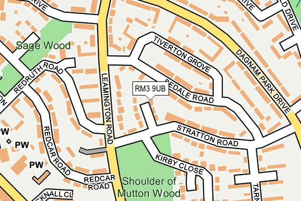 RM3 9UB map - OS OpenMap – Local (Ordnance Survey)